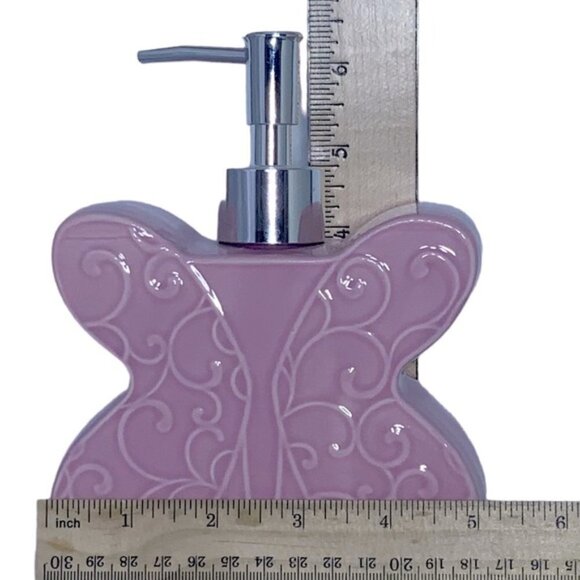 Matt & Maddie Butterfly Soap Lotion Dispenser Embossed 3D Floral Ceramic Pink - Picture 9 of 15